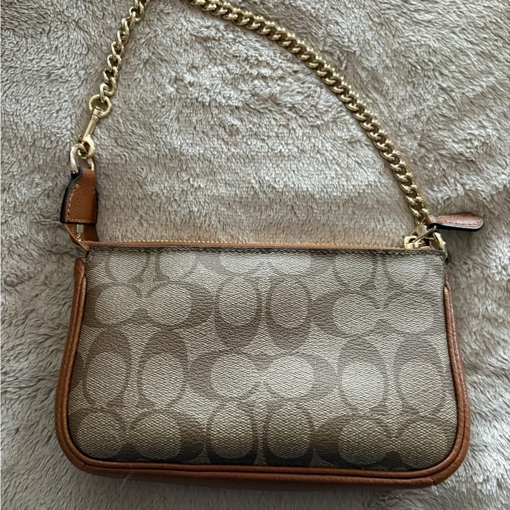Coach Tan and Gold Shoulder Bag-used once. Like New. - Picture 2 of 8